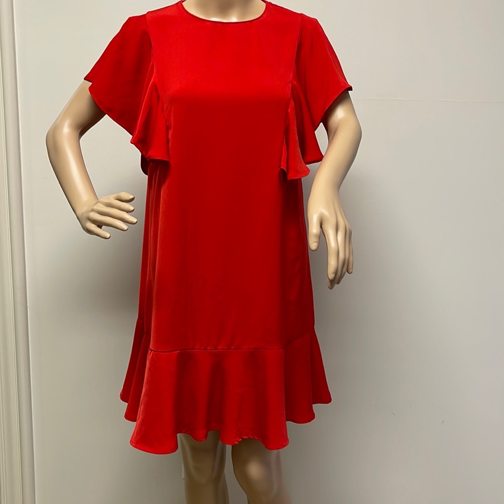 Lucy Wang Red Short Dress with Ruffles